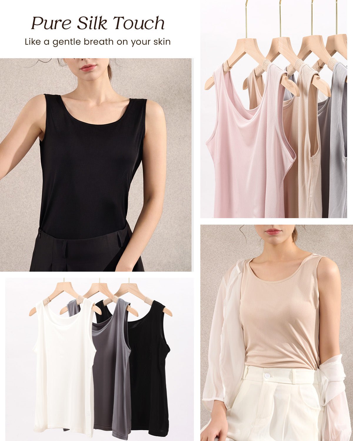 FEELITS TK18 Knitted Mulberry Silk Scoop Neck Tank Top - FEELITS