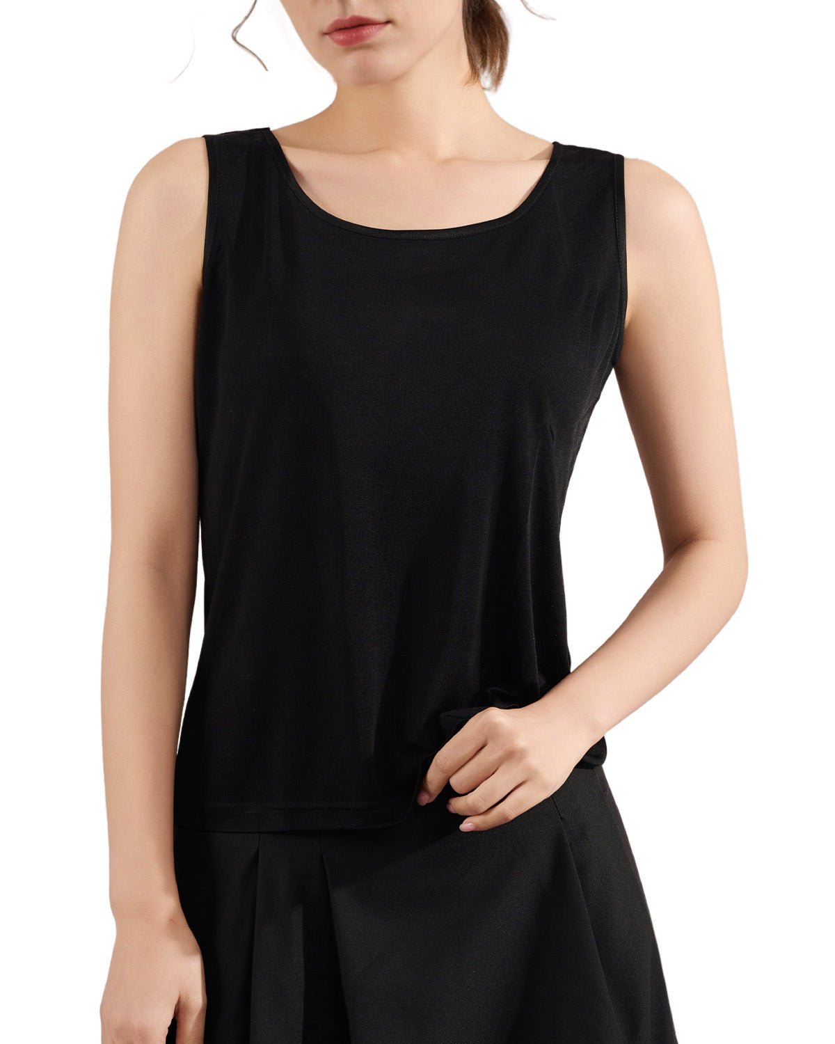 FEELITS TK18 Knitted Mulberry Silk Scoop Neck Tank Top - FEELITS