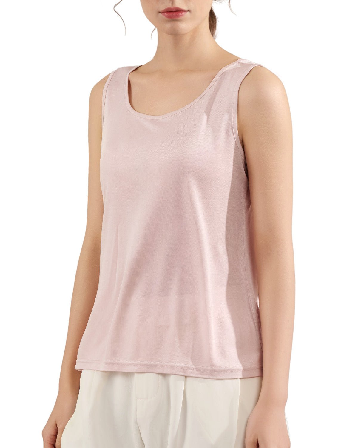 FEELITS TK18 Knitted Mulberry Silk Scoop Neck Tank Top - FEELITS