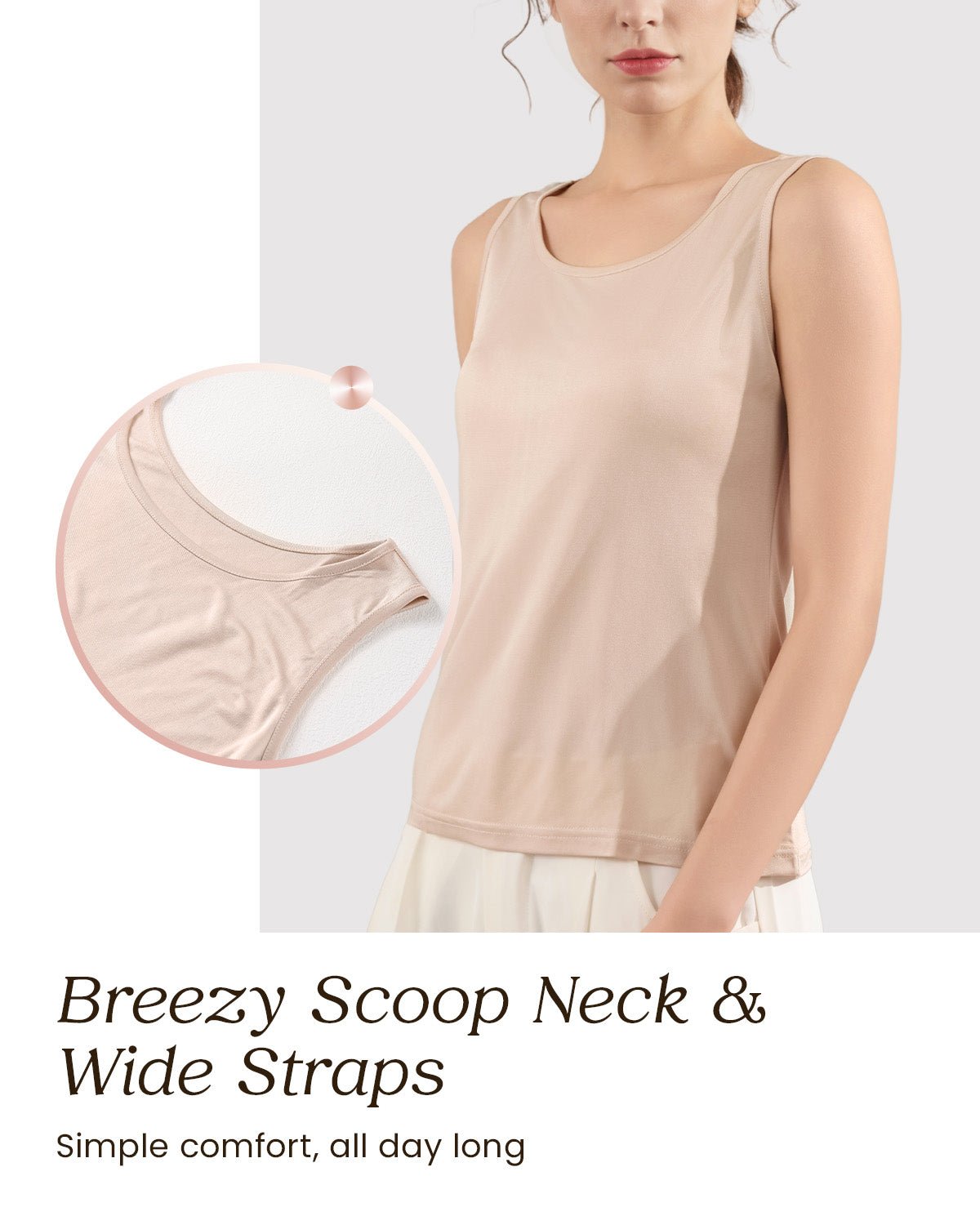 FEELITS TK18 Knitted Mulberry Silk Scoop Neck Tank Top - FEELITS