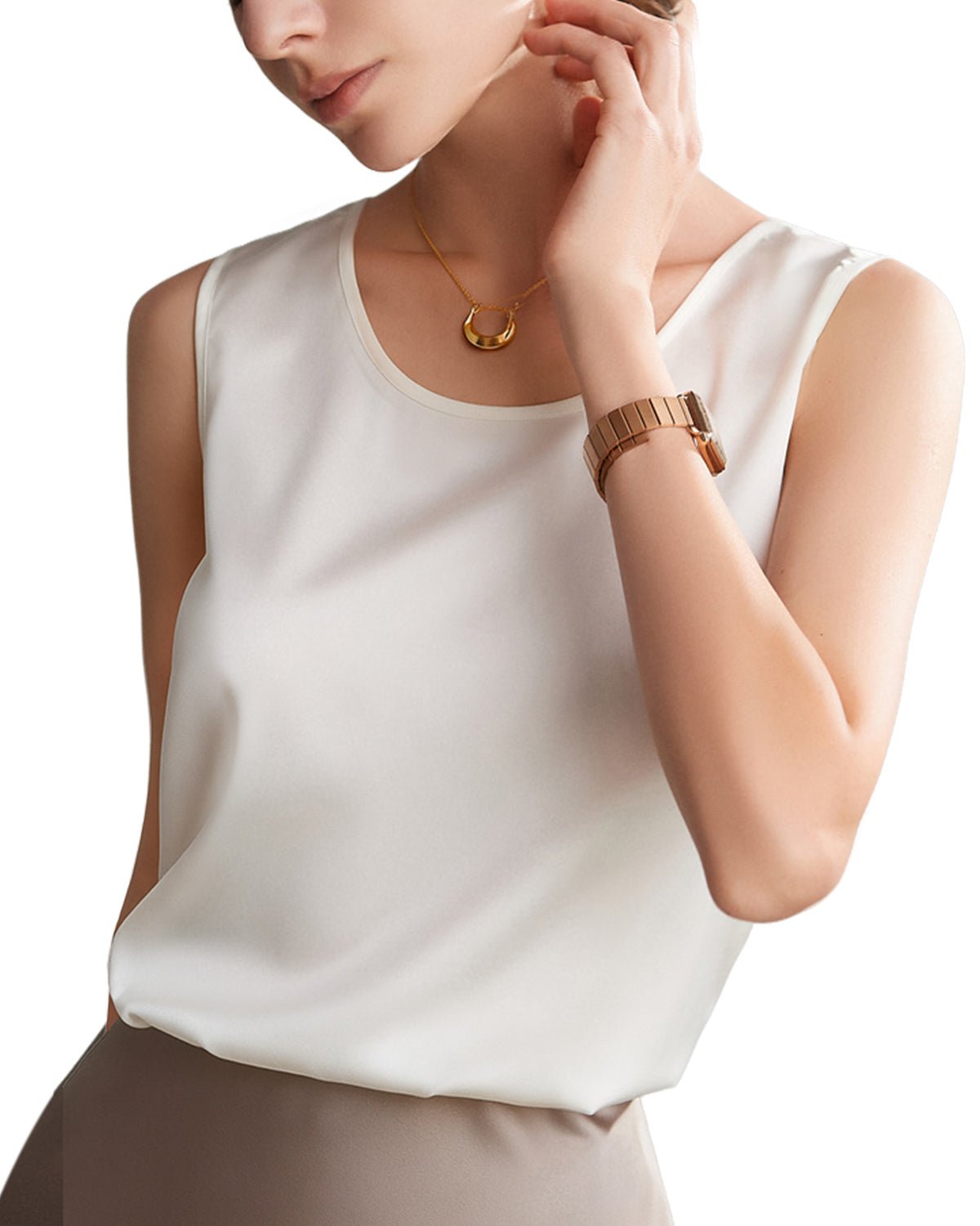 FEELITS Womens 100% Mulberry Silk Tank Top - 19 Momme Silk, Loose Fit Casual Flowy Sleeveless Summer Tops Clothes Outfits - FEELITS