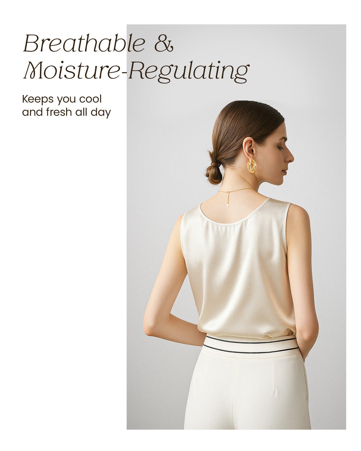 FEELITS Womens 100% Mulberry Silk Tank Top - 19 Momme Silk, Loose Fit Casual Flowy Sleeveless Summer Tops Clothes Outfits - FEELITS