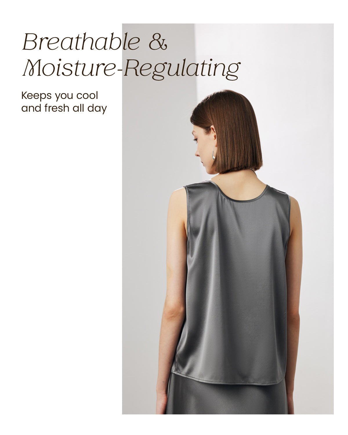 FEELITS Womens 100% Mulberry Silk Tank Top - 19 Momme Silk, Loose Fit Casual Flowy Sleeveless Summer Tops Clothes Outfits - FEELITS