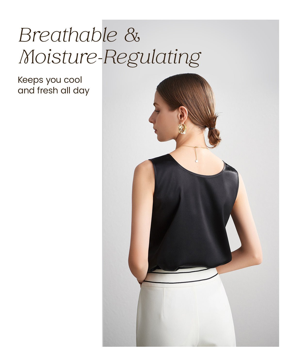 FEELITS Womens 100% Mulberry Silk Tank Top - 19 Momme Silk, Loose Fit Casual Flowy Sleeveless Summer Tops Clothes Outfits - FEELITS