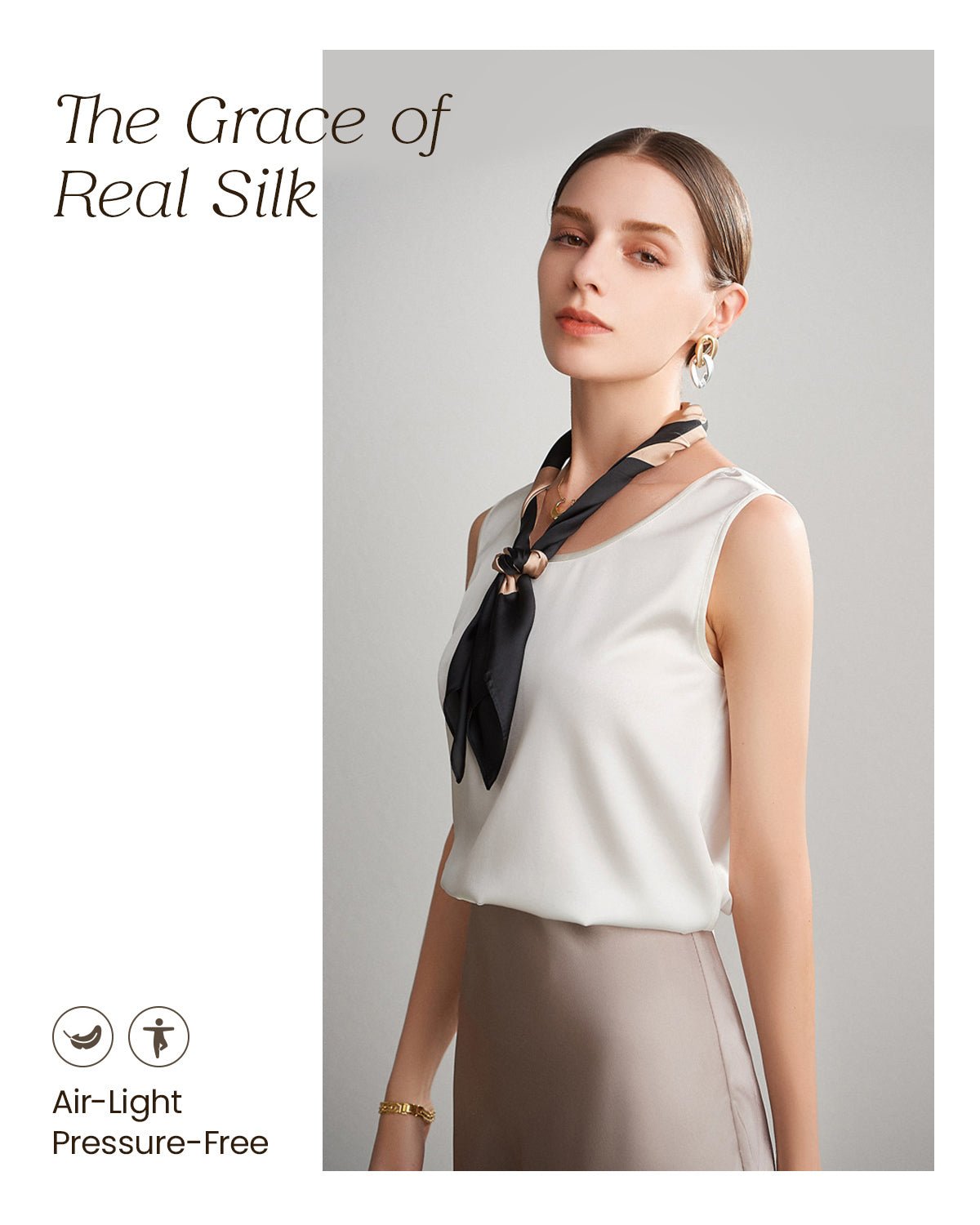 FEELITS Womens 100% Mulberry Silk Tank Top - 19 Momme Silk, Loose Fit Casual Flowy Sleeveless Summer Tops Clothes Outfits - FEELITS