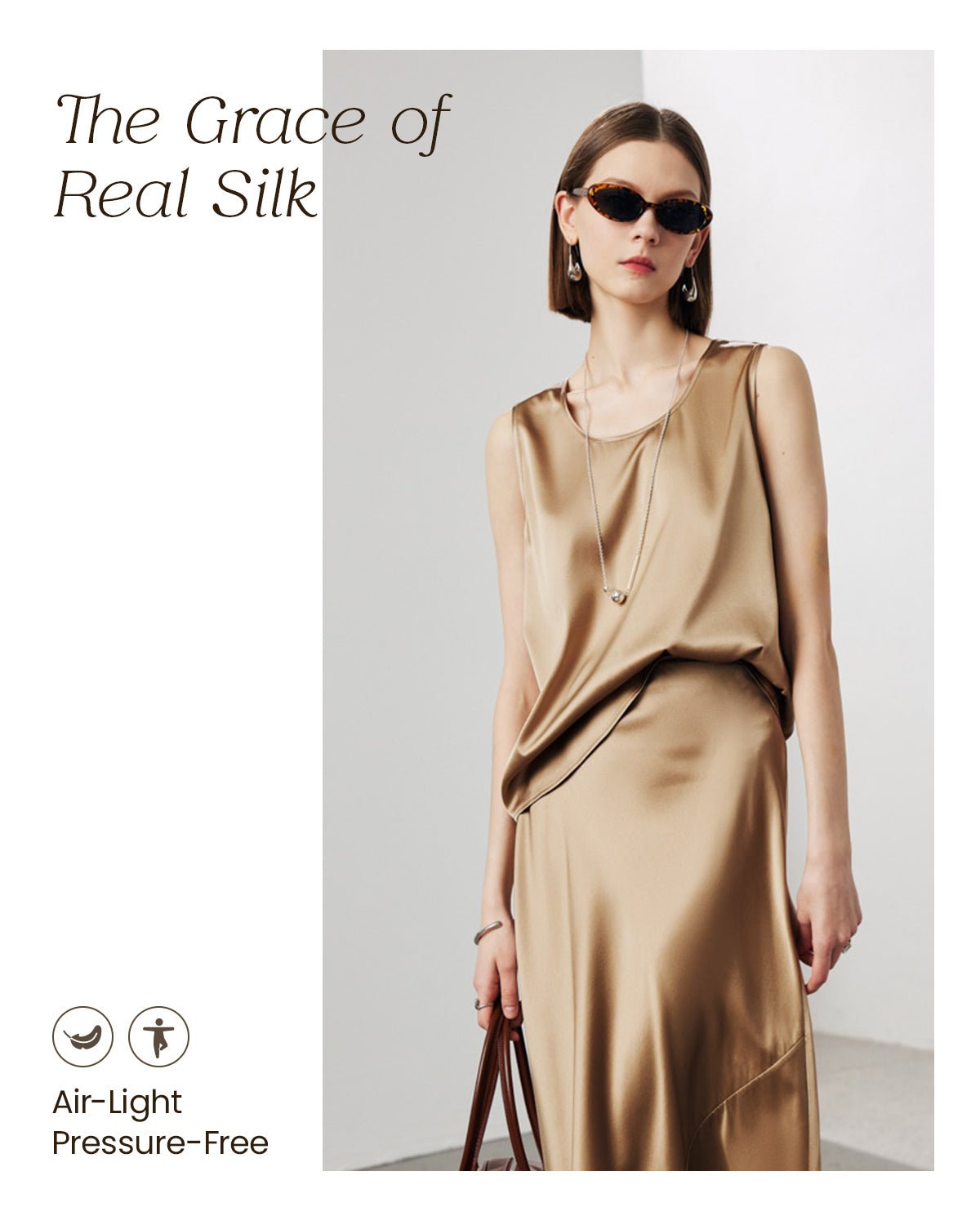 FEELITS Womens 100% Mulberry Silk Tank Top - 19 Momme Silk, Loose Fit Casual Flowy Sleeveless Summer Tops Clothes Outfits - FEELITS