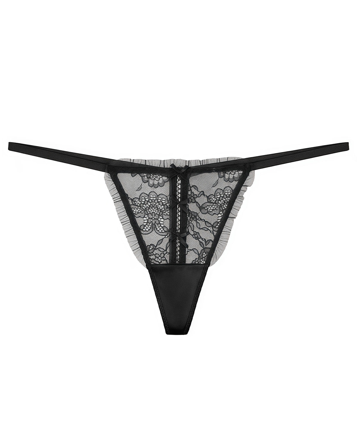 FEELITS Women’s 100% Mulberry Silk Thong Panties, Sheer Hollow - Out Sexy Underwear - FEELITS