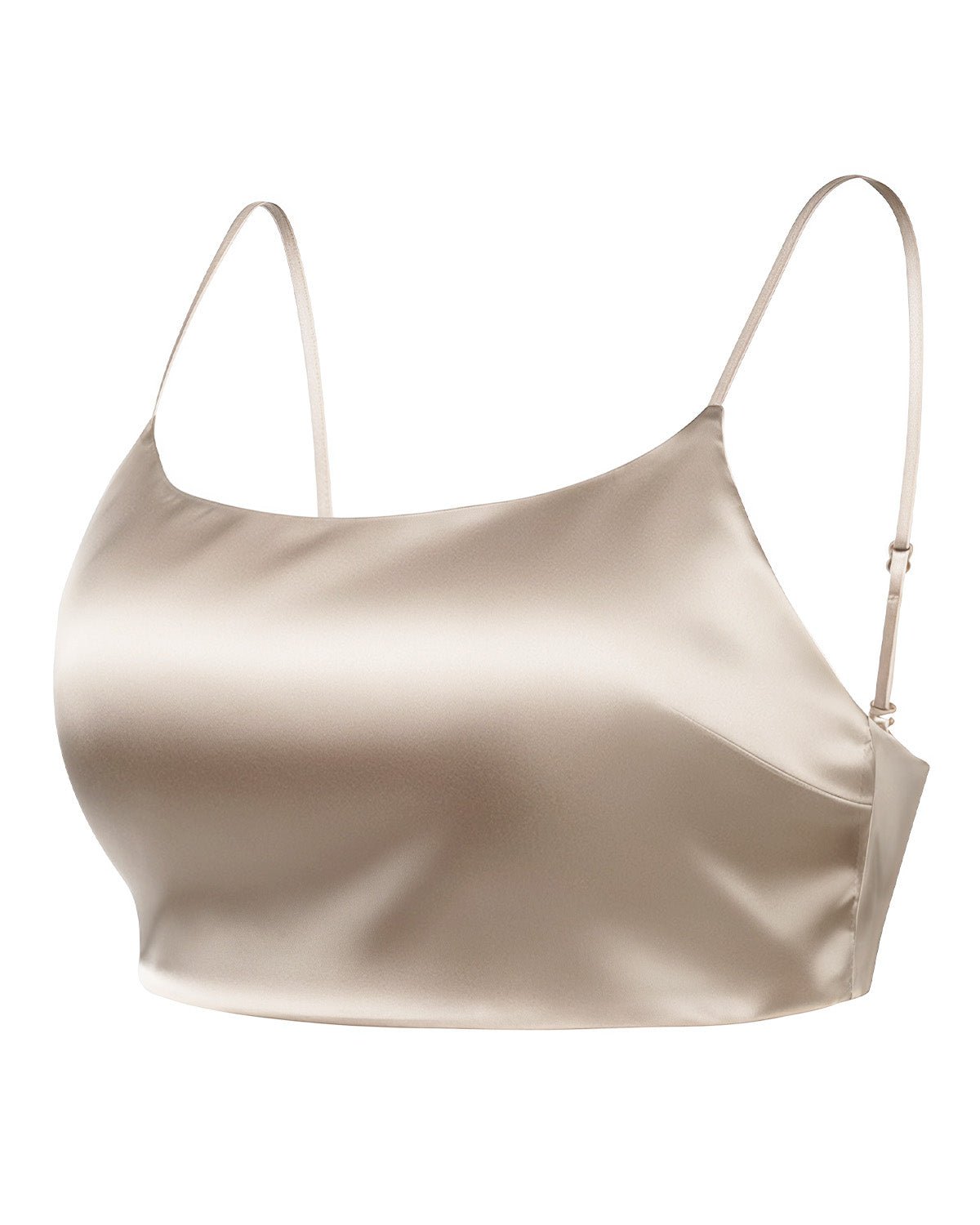 FEELITS BRA05 22 Momme Mulberry Silk Cami Crop Top – Adjustable Spaghetti Straps & Built-In Pads - FEELITS