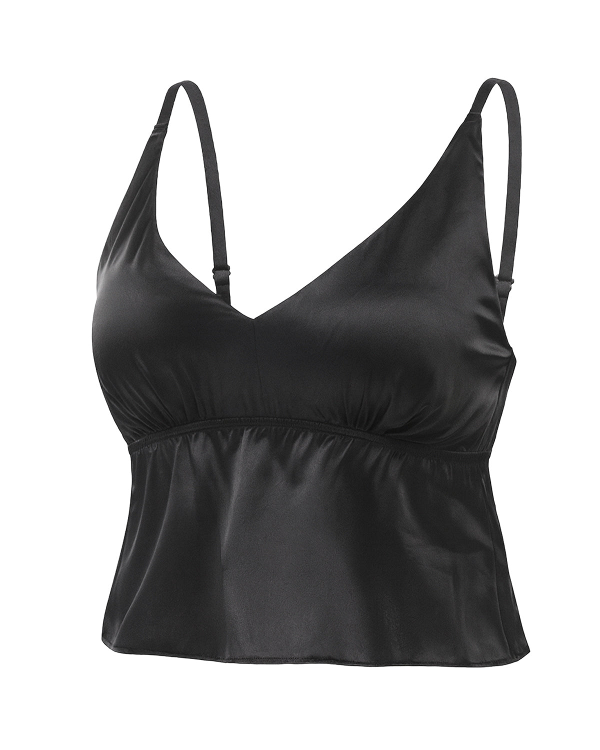 FEELITS Women's Real Mulberry Silk Crop Top Shirt - 22 Momme Silk Tank Top Basic Cami, Adjustable Straps - FEELITS