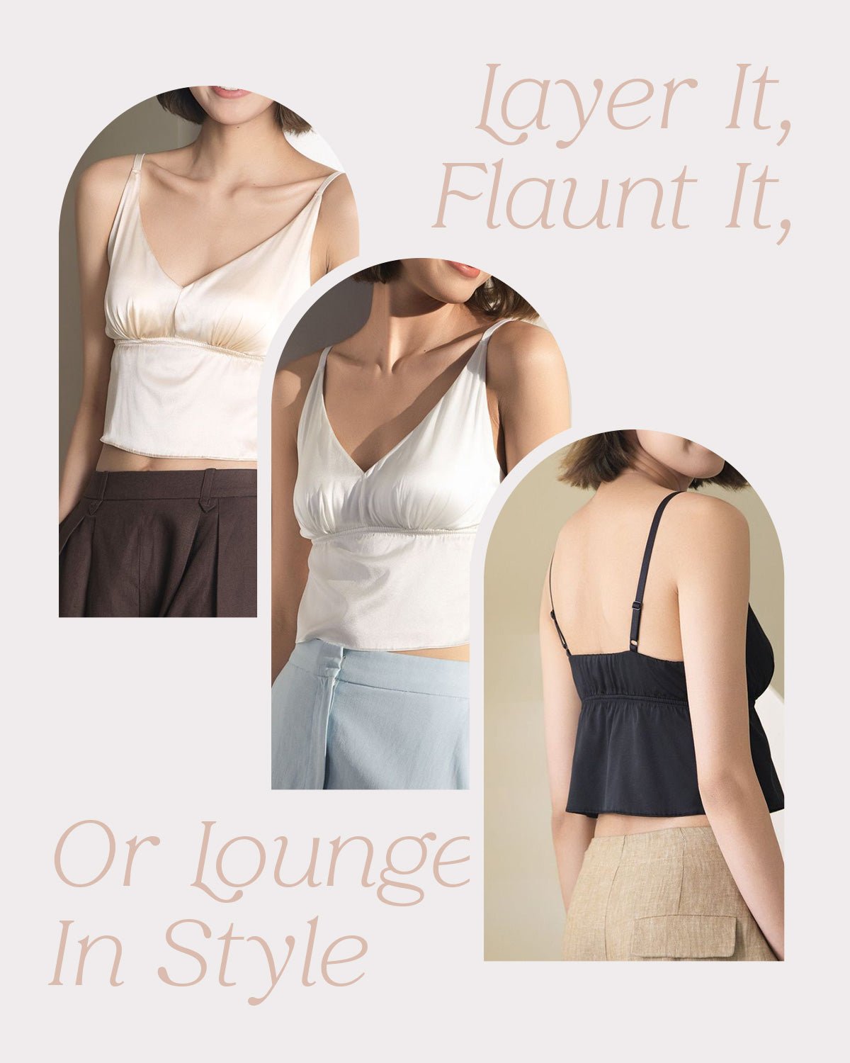 FEELITS Women's Real Mulberry Silk Crop Top Shirt - 22 Momme Silk Tank Top Basic Cami, Adjustable Straps - FEELITS