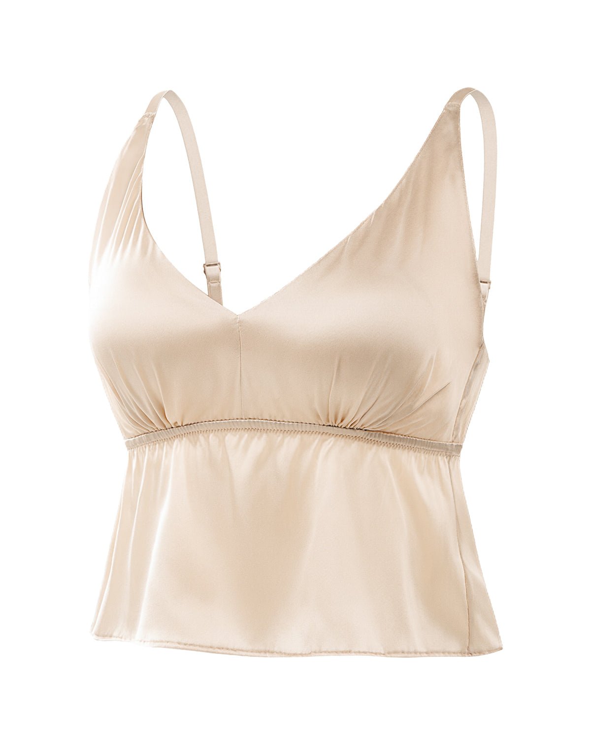 FEELITS TK02 22 Momme Mulberry Silk Cami Crop Top – Adjustable Straps & Built-In Soft Pads - FEELITS