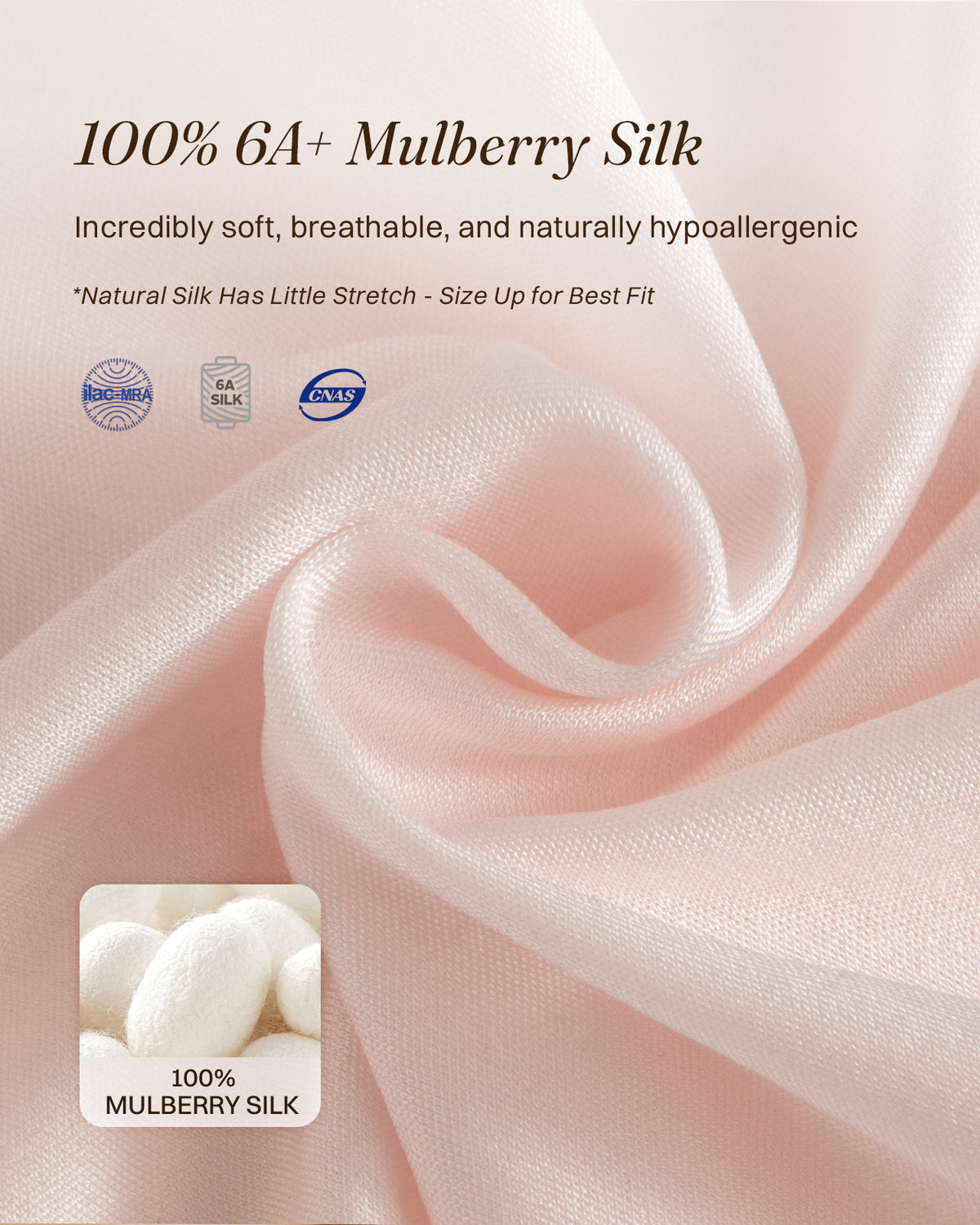 Close-up of pink mulberry silk fabric showing its fine knitted texture