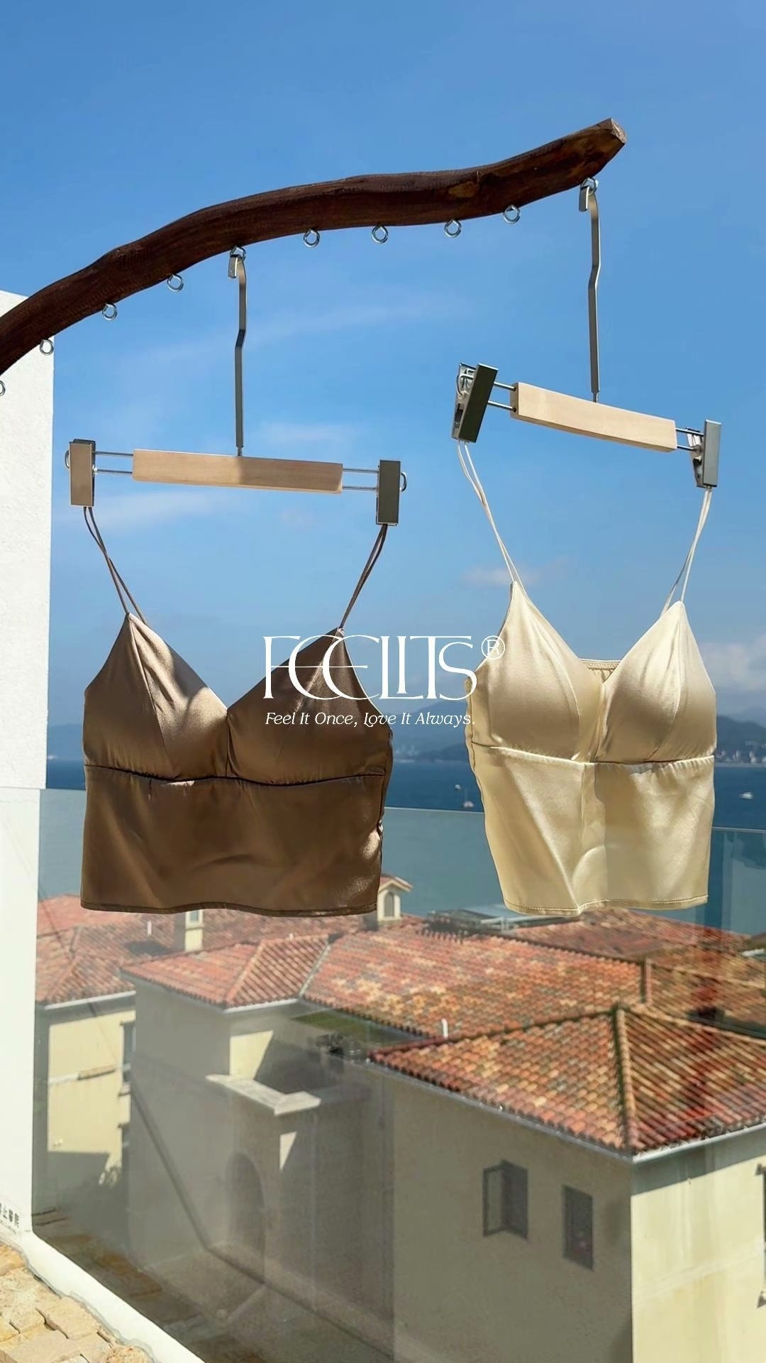 FEELITS BRA03 Silk Bralette Camisole – Wireless Mulberry Silk Satin, Soft & Breathable - FEELITS