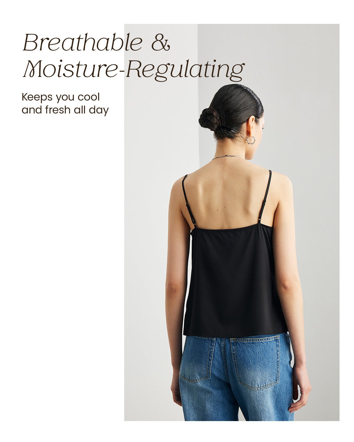 Womens 100% Mulberry Silk V - Neck Tank Top with Lace Trim, 22 Momme Silk, Adjustable Spaghetti Straps, Loose Fit Cami - FEELITS