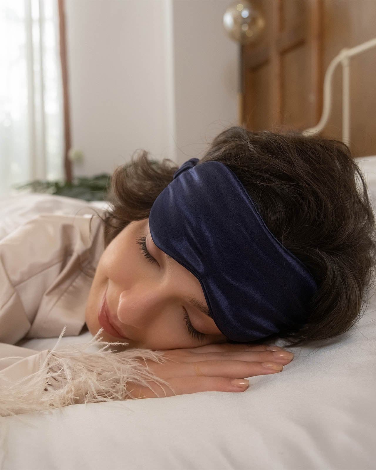 FEELITS SM01 22-Momme Mulberry Silk Sleep Eye Mask – Lapis Blue, Adjustable & Light-Blocking - FEELITS