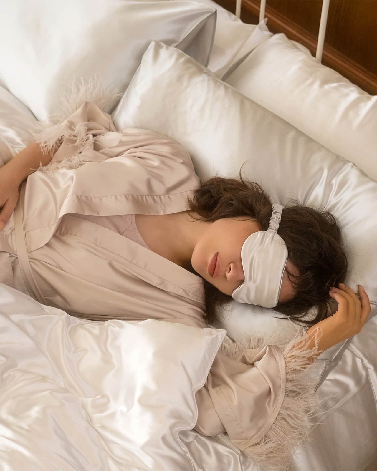 FEELITS SM01 22-Momme Mulberry Silk Sleep Eye Mask – Silver Grey, Adjustable & Light-Blocking - FEELITS