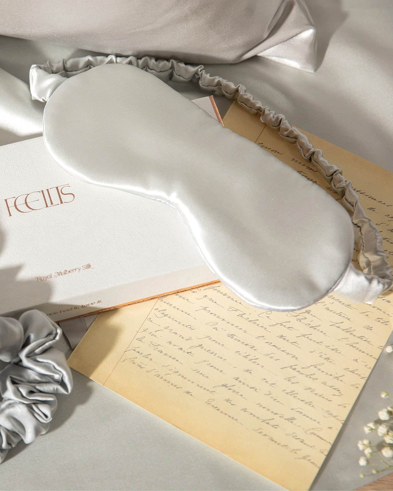 FEELITS SM01 22-Momme Mulberry Silk Sleep Eye Mask – Silver Grey, Adjustable & Light-Blocking - FEELITS