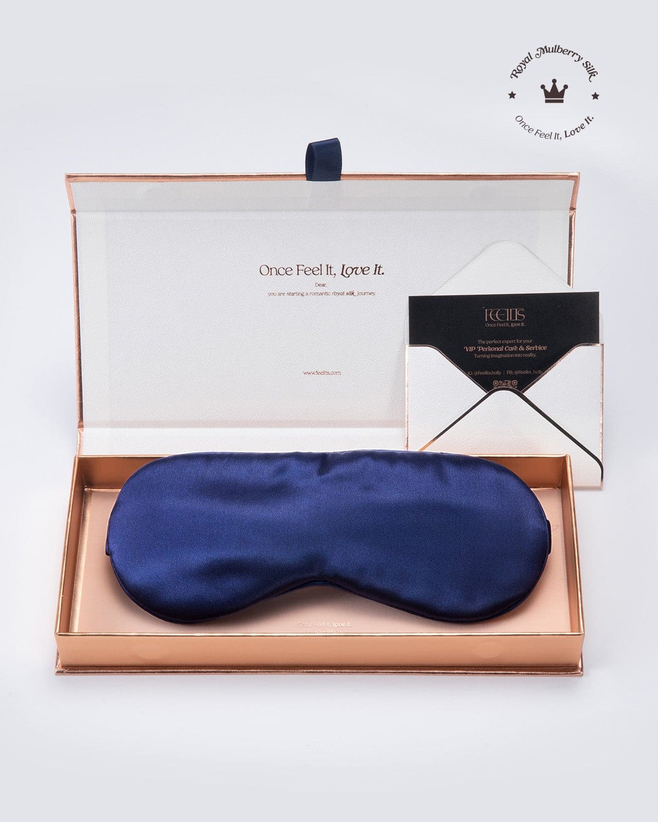FEELITS SM01 22-Momme Mulberry Silk Sleep Eye Mask – Lapis Blue, Adjustable & Light-Blocking - FEELITS