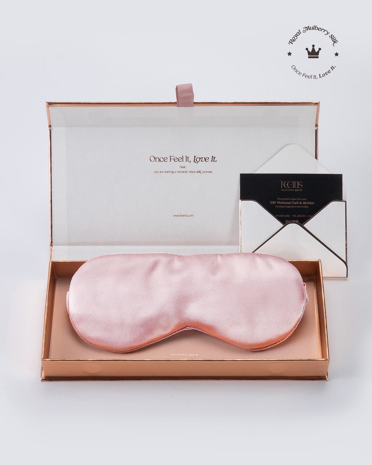 FEELITS SM01 22-Momme Mulberry Silk Sleep Eye Mask – Padma Pink, Adjustable & Light-Blocking - FEELITS