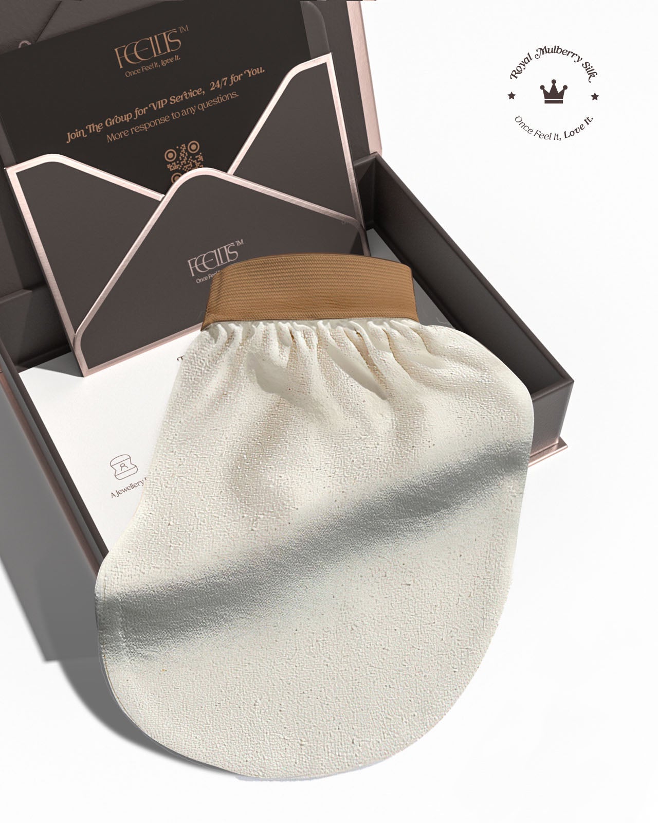 FEELITS 100% Royal Mulberry Silk. Natural Smooth Skin Exfoliating Body Mitt - FEELITS