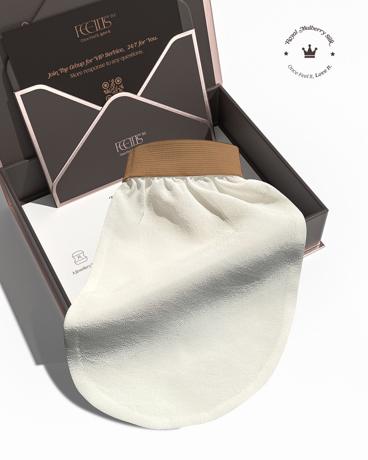 FEELITS 100% Royal Mulberry Silk. Natural Smooth Skin Exfoliating Body Mitt - FEELITS