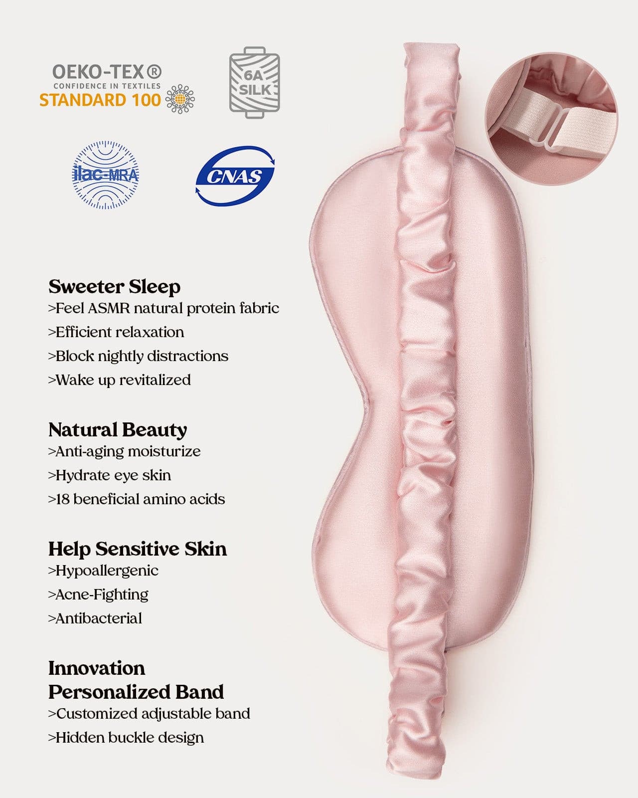 FEELITS SM01 22-Momme Mulberry Silk Sleep Eye Mask – Padma Pink, Adjustable & Light-Blocking - FEELITS
