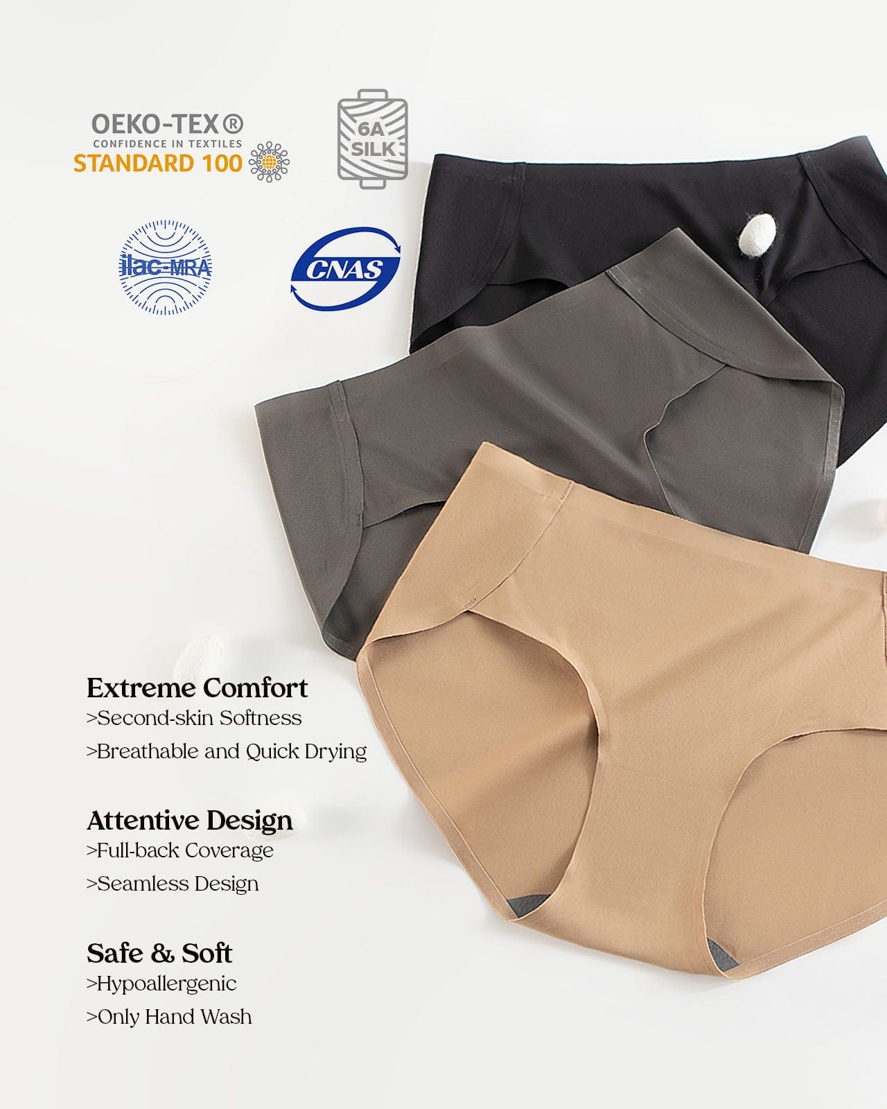 Buy MESHIKAIER Women Plain Underwear 100% Mulberry Silk Boxer Shorts  Seamless Briefs Panties Hipster, Black, Large at