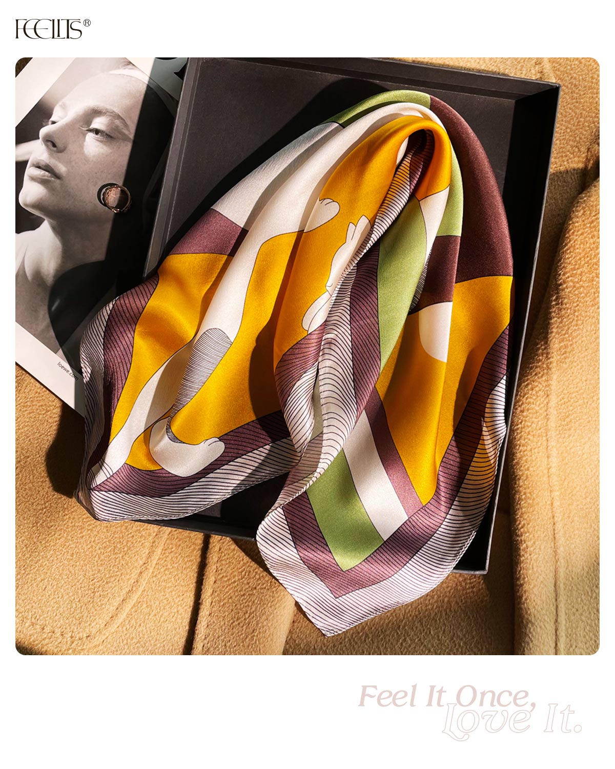 100% Mulberry Silk Head Scarf for Women - 21" Square Hair Scarf, Natural Silk Neckerchief — Modern Highland Muse - FEELITS
