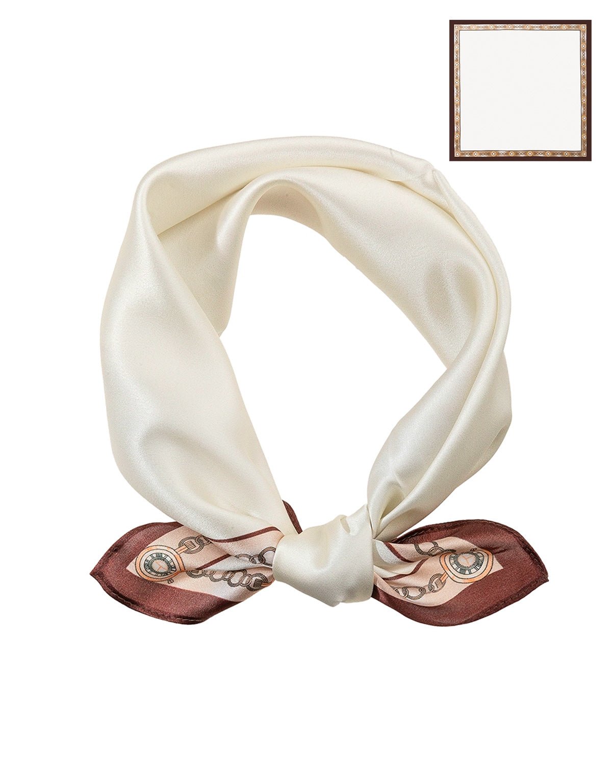 100% Mulberry Silk Head Scarf for Women - 21" Square Hair Scarf, Natural Silk Neckerchief — Timeless Chain Series - FEELITS