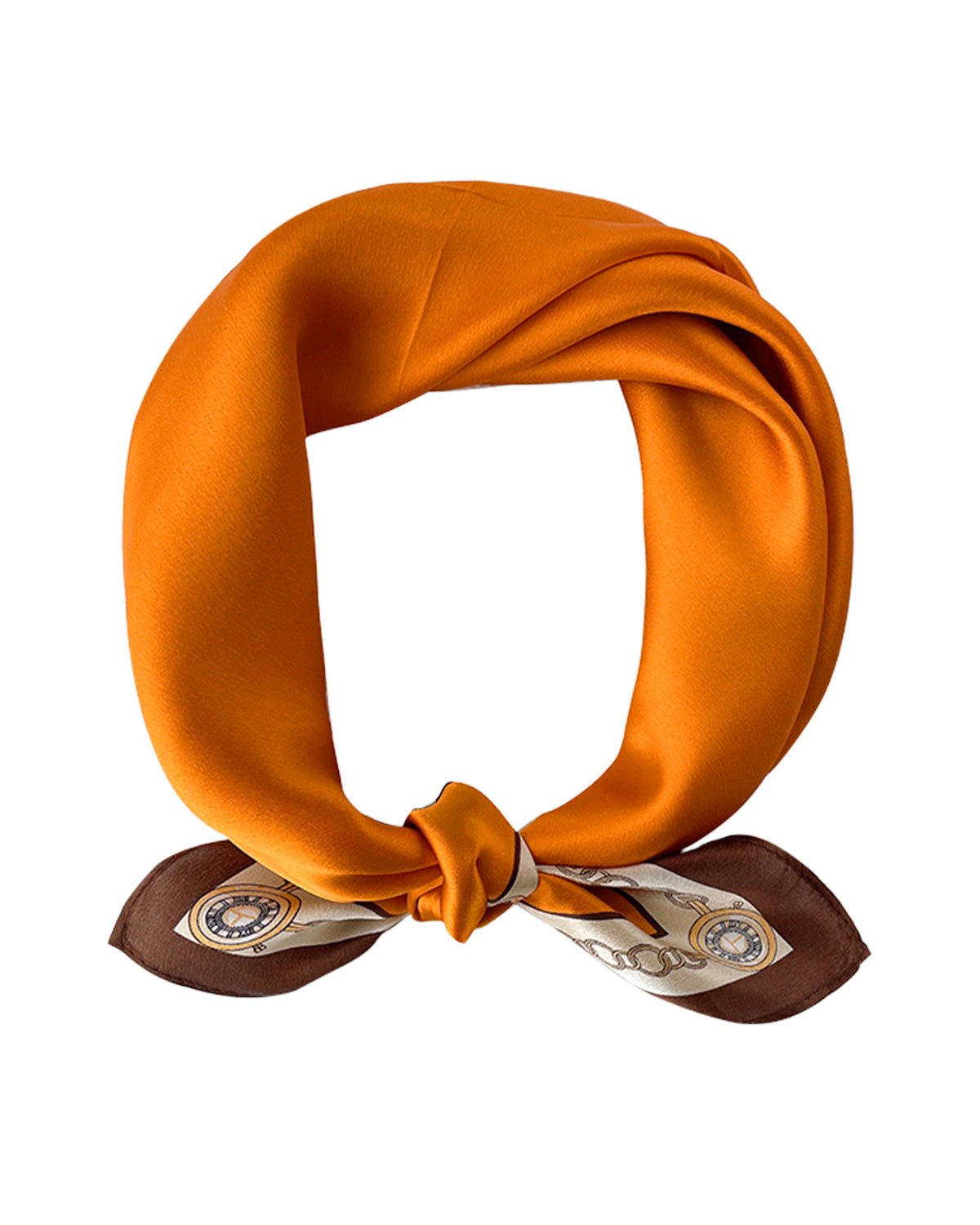 100% Mulberry Silk Head Scarf for Women - 21" Square Hair Scarf, Natural Silk Neckerchief — Timeless Chain Series - FEELITS