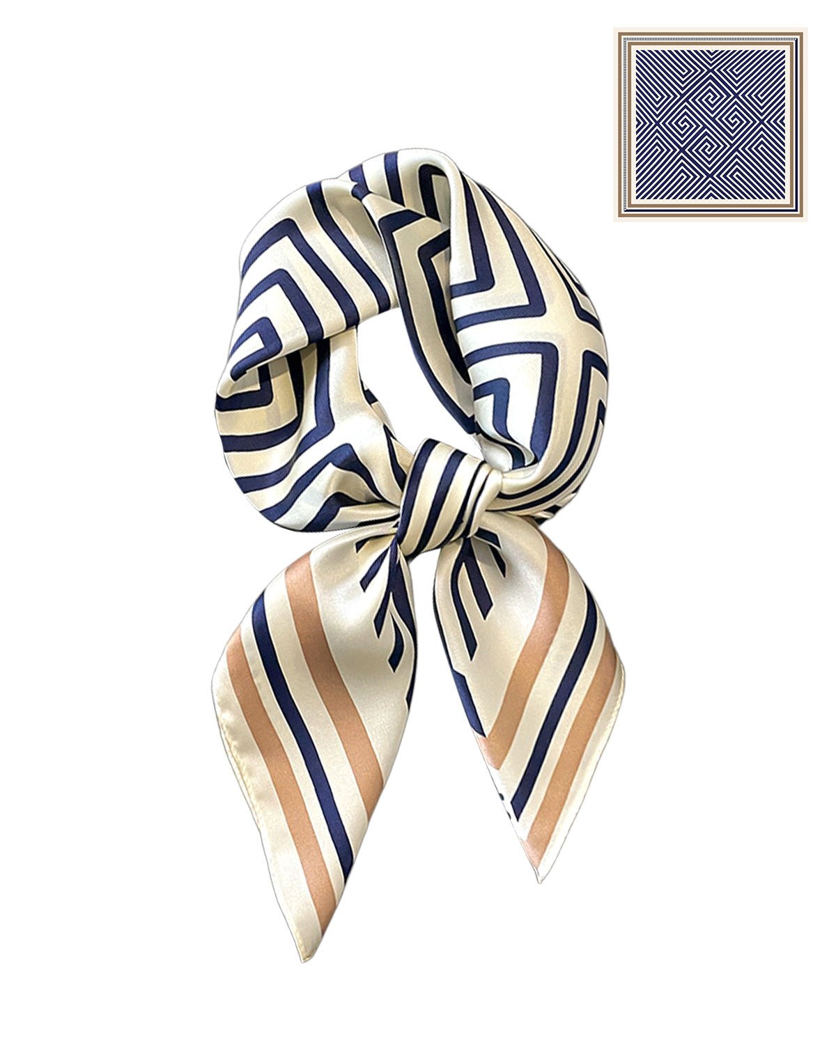 100% Mulberry Silk Head Scarf for Women - 27.5" Square Hair Scarf, Natural Silk Neckerchief — Modern Maze Series - FEELITS