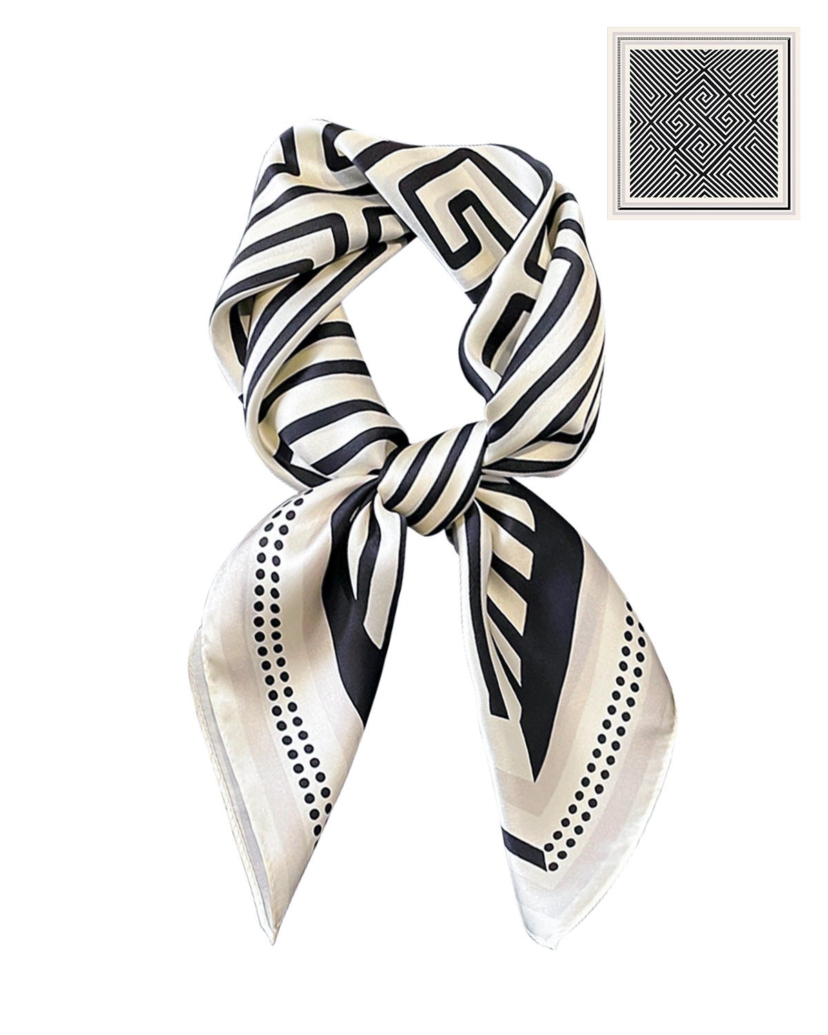100% Mulberry Silk Head Scarf for Women - 27.5" Square Hair Scarf, Natural Silk Neckerchief — Modern Maze Series - FEELITS