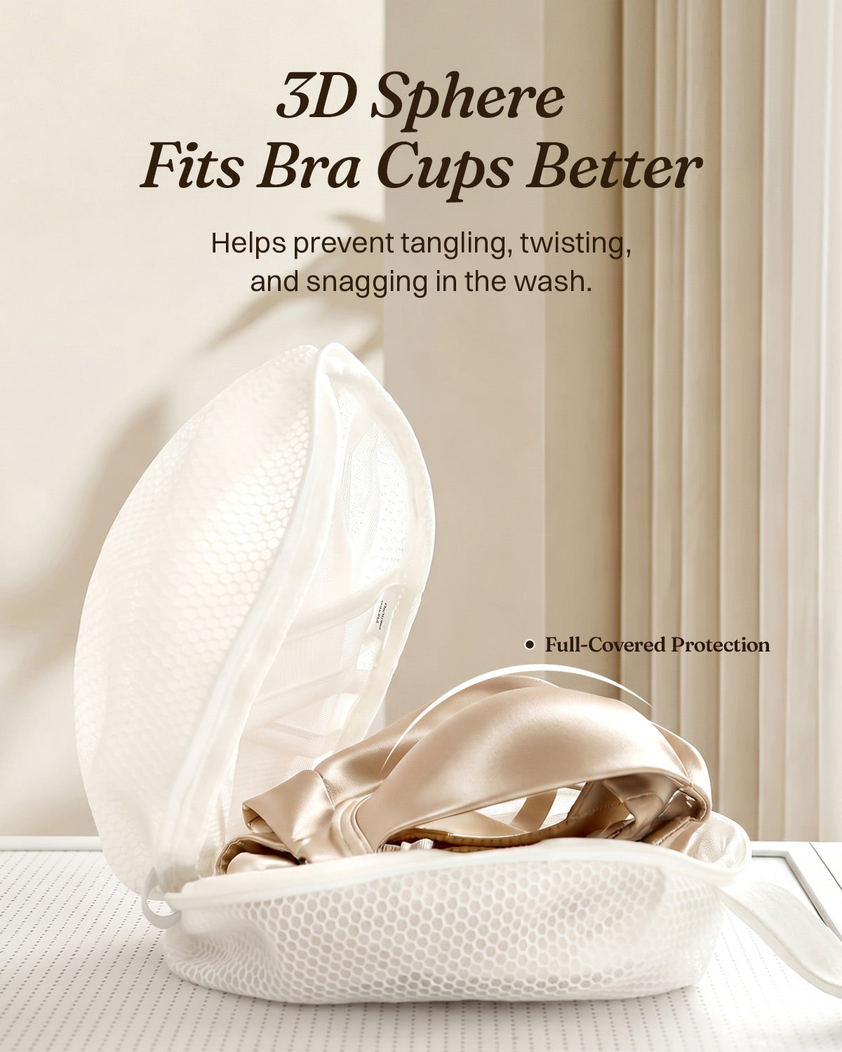 FEELITS AC03 3D Bra Laundry Bag - Structured Mesh Wash Bag for Silk Bras, Anti-Tangle & Shape-Protecting