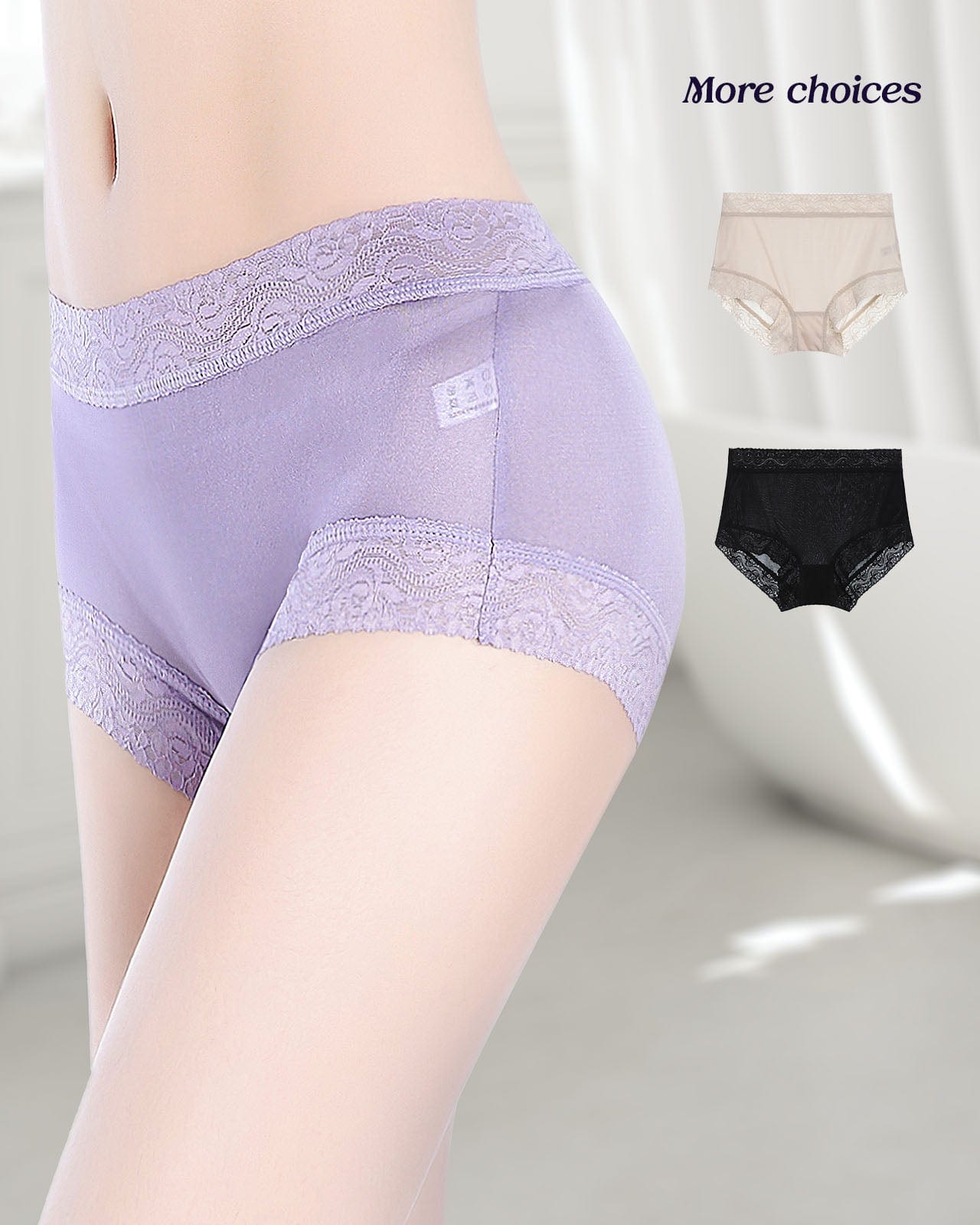 FEELITS 100% Royal Mulberry Silk. Extreme Comfort Mid-Waist Silk Knitted Hipster  Underwear For Women