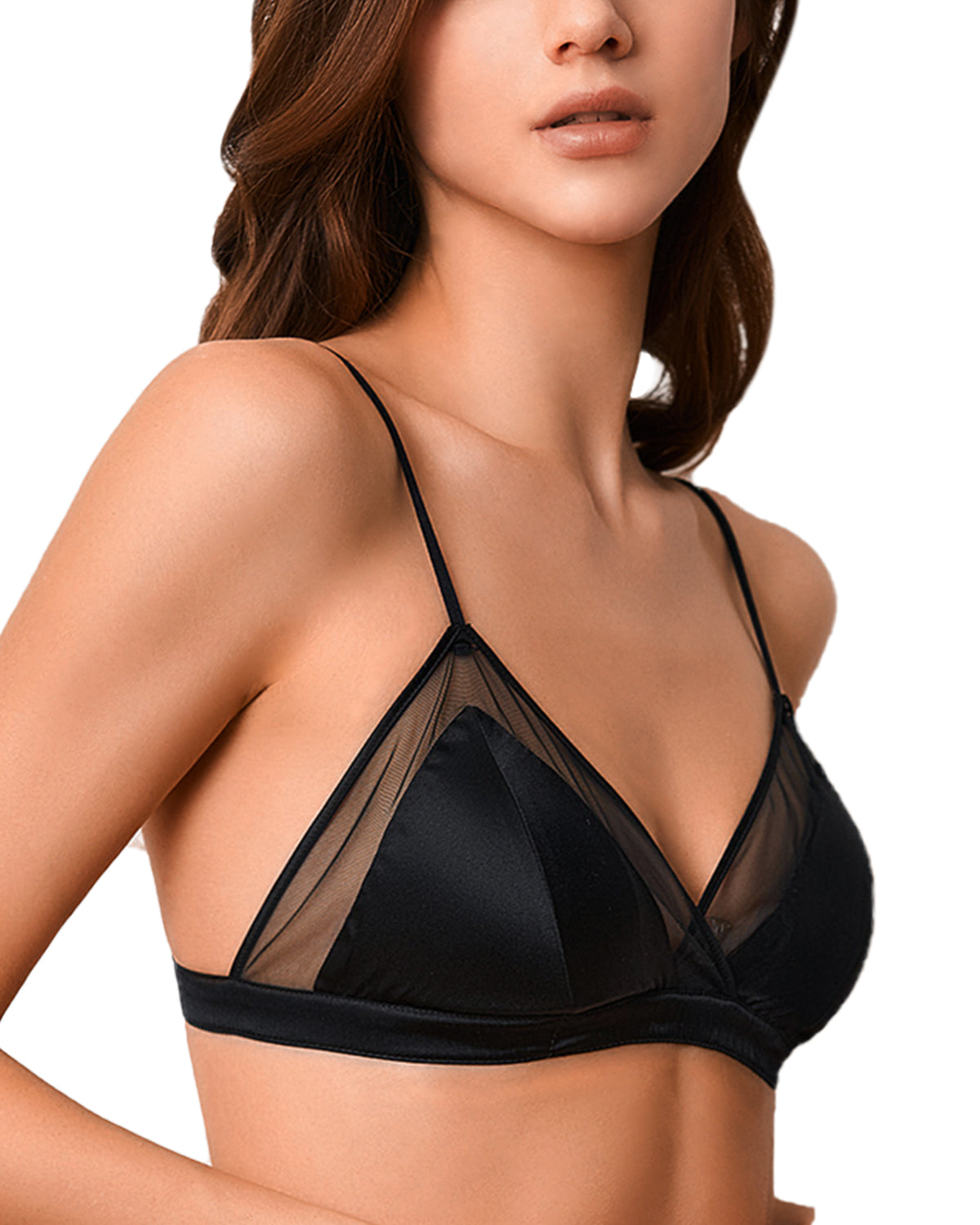 Feelits 6A Grade Mulberry Silk Lace Triangle Bralette