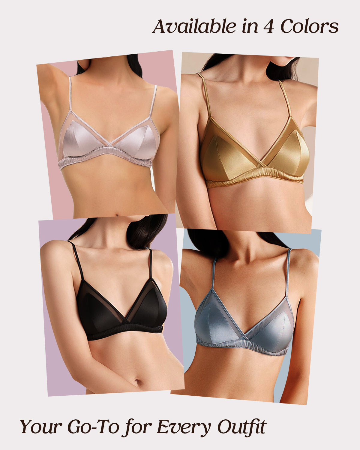 Feelits 6A Grade Mulberry Silk Lace Triangle Bralette