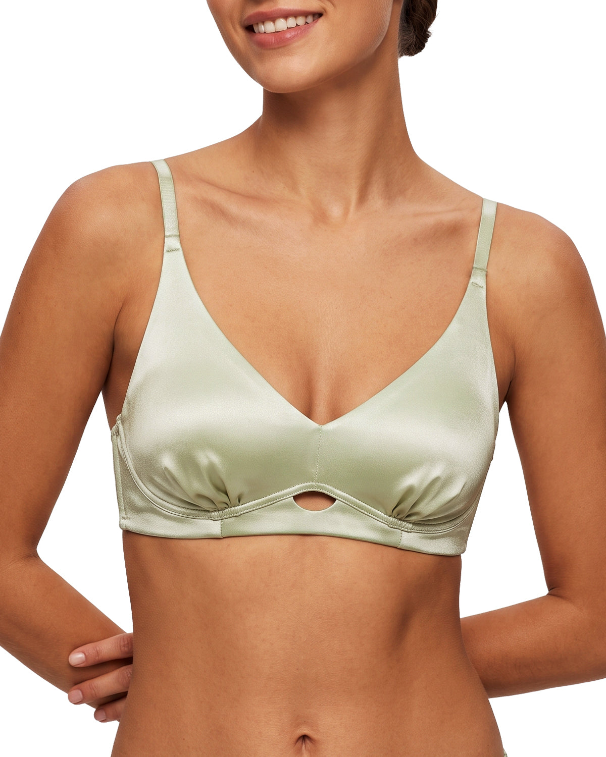 FEELITS BRA13 22 Momme Mulberry Silk Lace Push-Up Bralette - Wire-Free Natural Lift