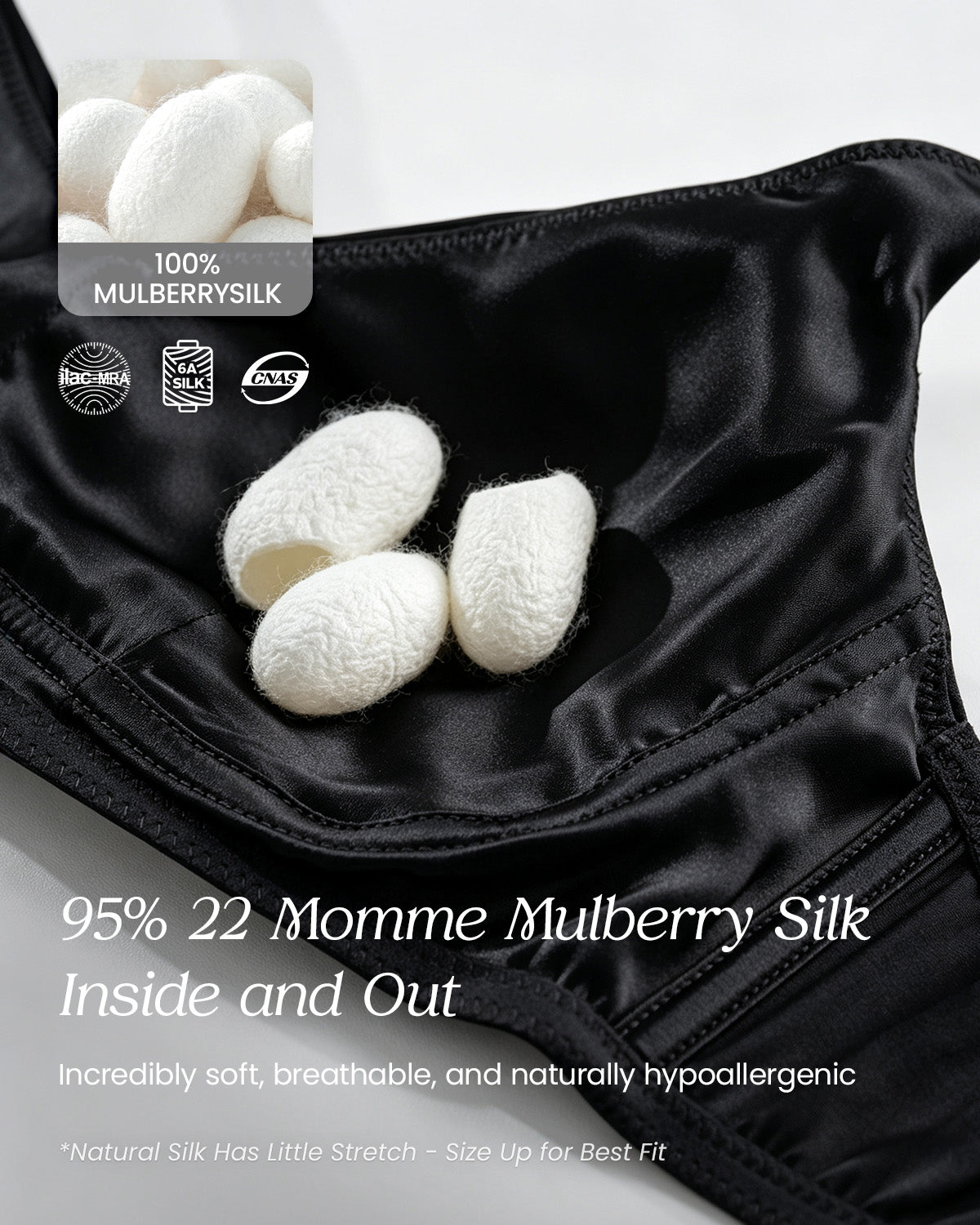 FEELITS BRA14 22 Momme Mulberry Silk Lace Bralette - Wire-Free Side Support