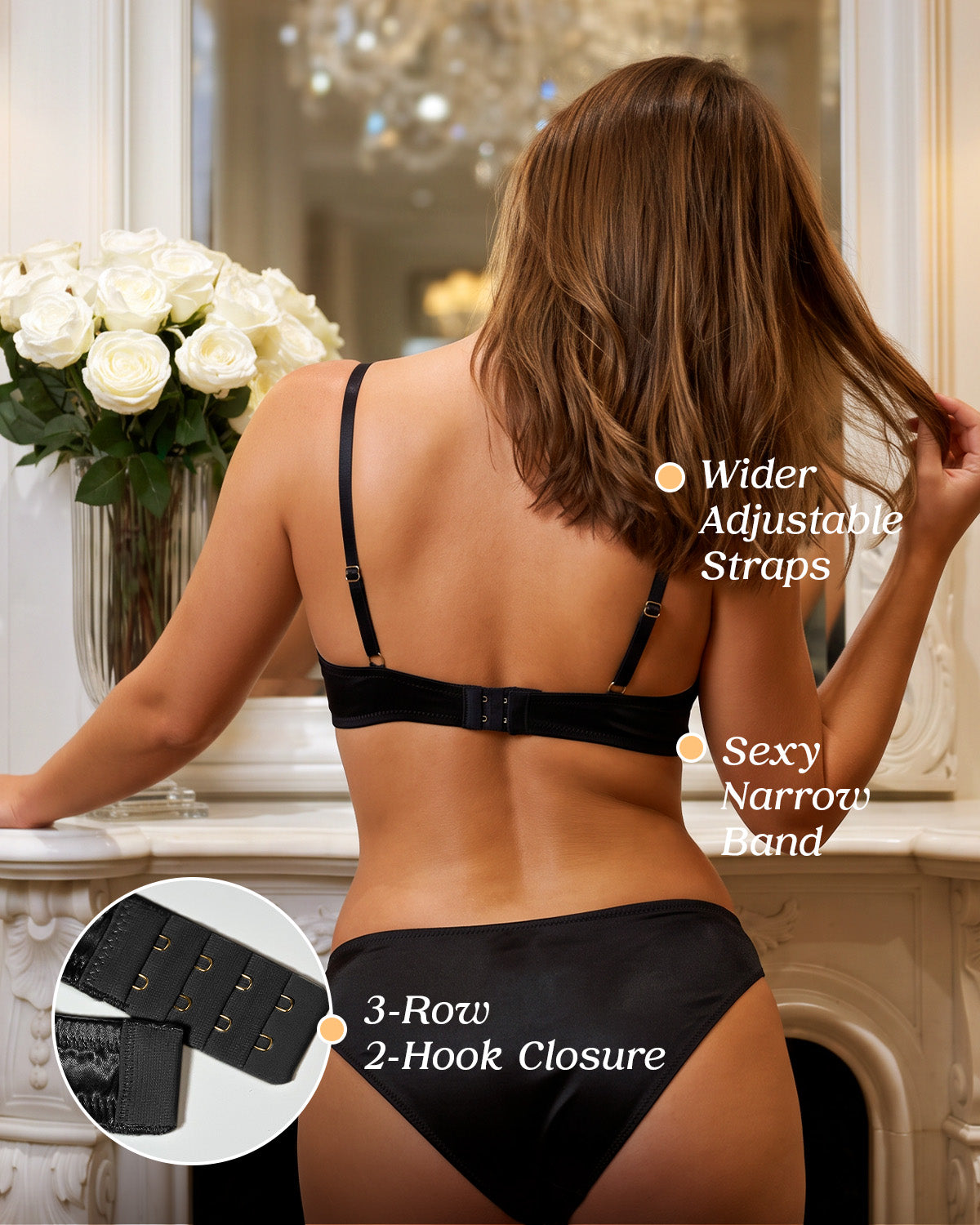 FEELITS BRA14 22 Momme Mulberry Silk Lace Bralette - Wire-Free Side Support