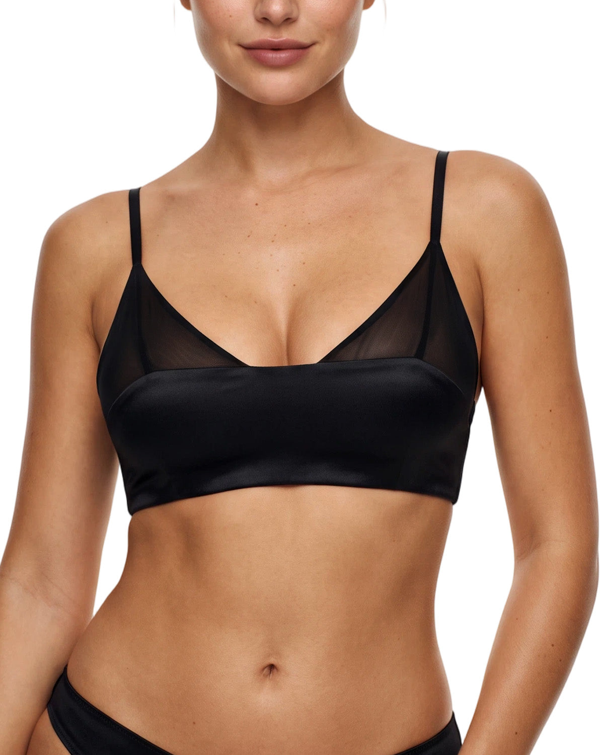 FEELITS BRA15 22 Momme Mulberry Silk Square-Neck Crop Top – Wire-Free Padded Camisole