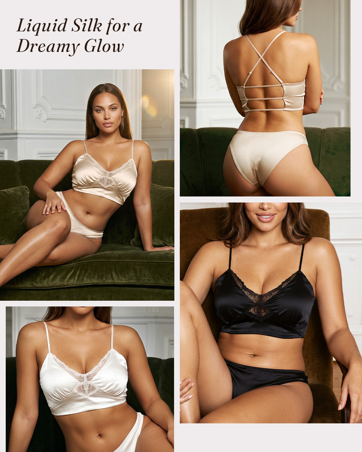 FEELITS BRA17 22 Momme Mulberry Silk Lace Bralette – Wire-Free Padded Bra with Crisscross Back