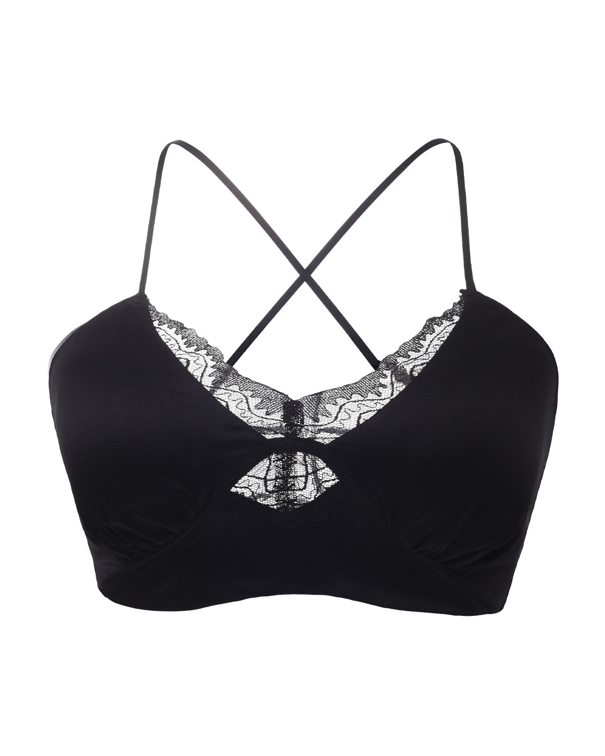 FEELITS BRA17 22 Momme Mulberry Silk Lace Bralette – Wire-Free Padded Bra with Crisscross Back