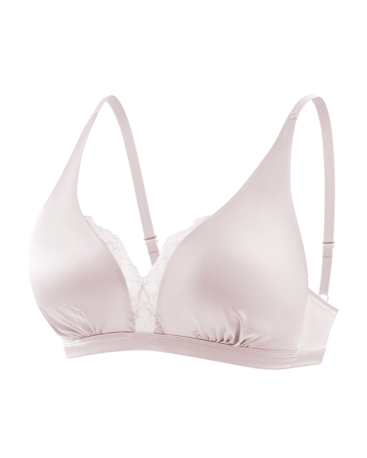 FEELITS BRA18 22 Momme Mulberry Silk Deep-V Lace Bralette – Wire-Free Bra with Ruched Cup Detail