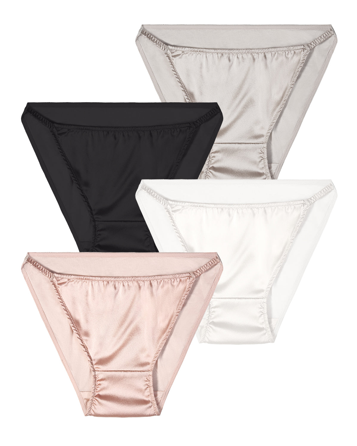 FEELITS KN06 Silk String Bikini Panties – 100% Mulberry Silk, Breathable & Ultra-Soft - 4-Pack