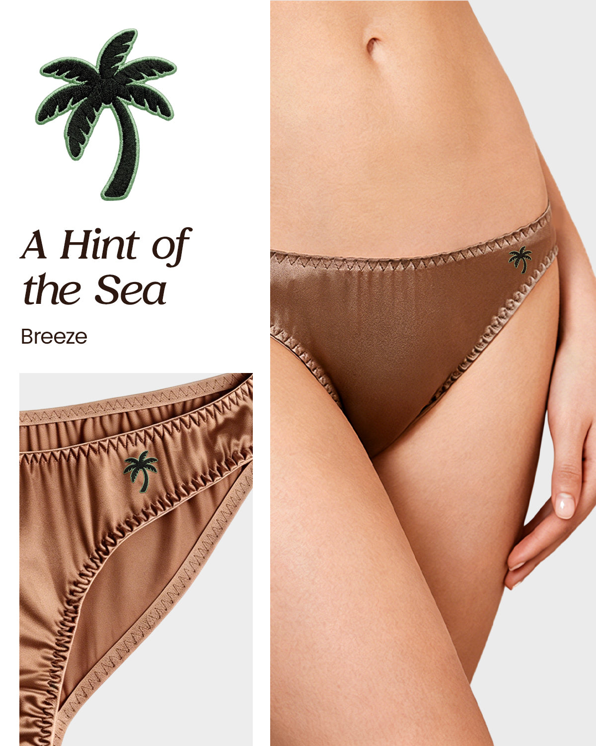 FEELITS KN12 Embroidered Silk Low-Rise Bikini Panties – 100% 6A Mulberry Silk, Ocean-Inspired Motifs