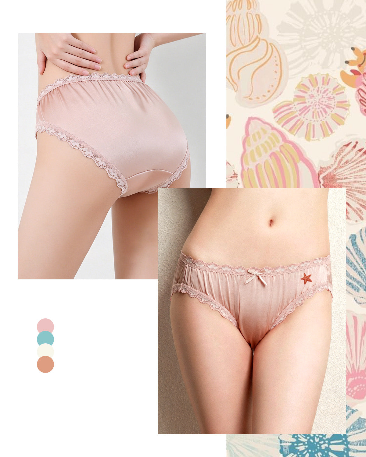 FEELITS 100% マルベリーシルク アンダーウェア シルクサテン ミッドライズ ビキニショーツ キュートでセクシーな光沢パンティー レディース