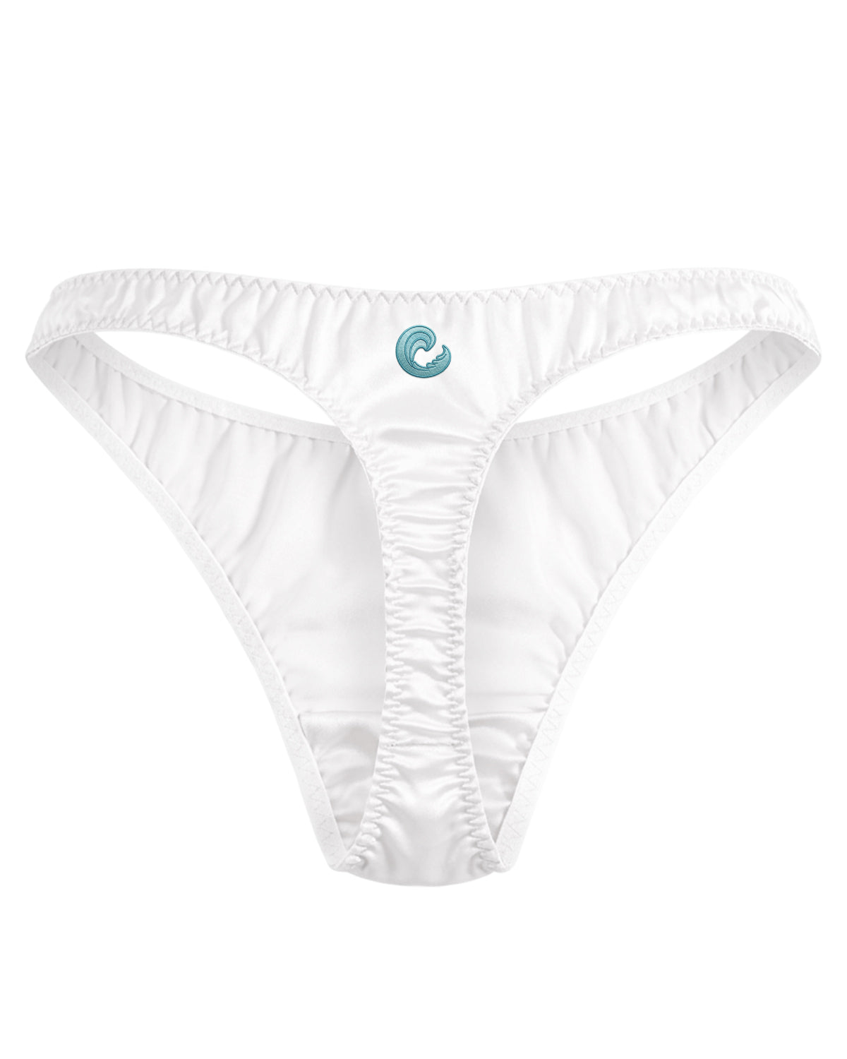 FEELITS SPA34 Embroidered Silk Low-Rise T-Back Thong Panties – 100% Mulberry Silk, Ocean-Inspired Motifs