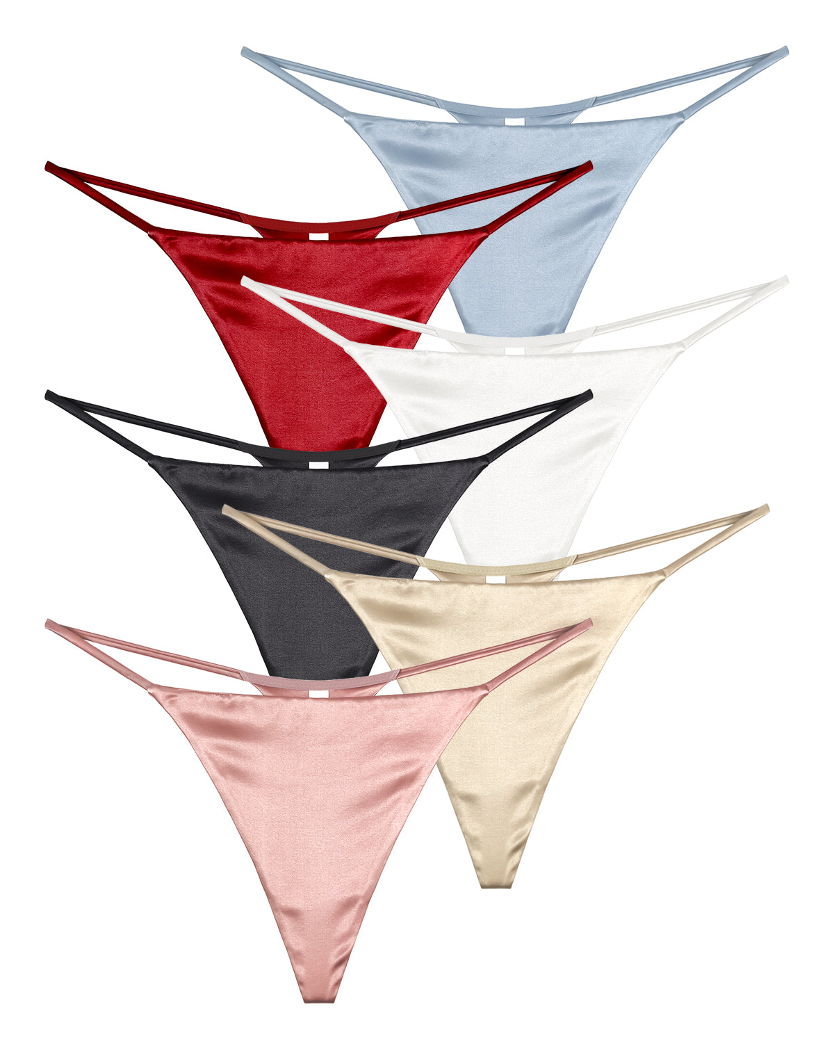 FEELITS TH06 Silk T-Back Thong Panties – 100% Mulberry Silk, Smooth & Breathable - 6-Pack