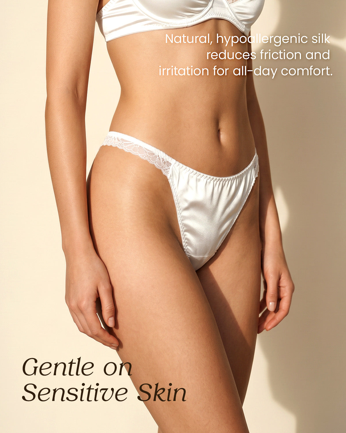 FEELITS TH15 Silk Lace-Trim T-Back Thong – 100% Mulberry Silk, Shiny & Breathable