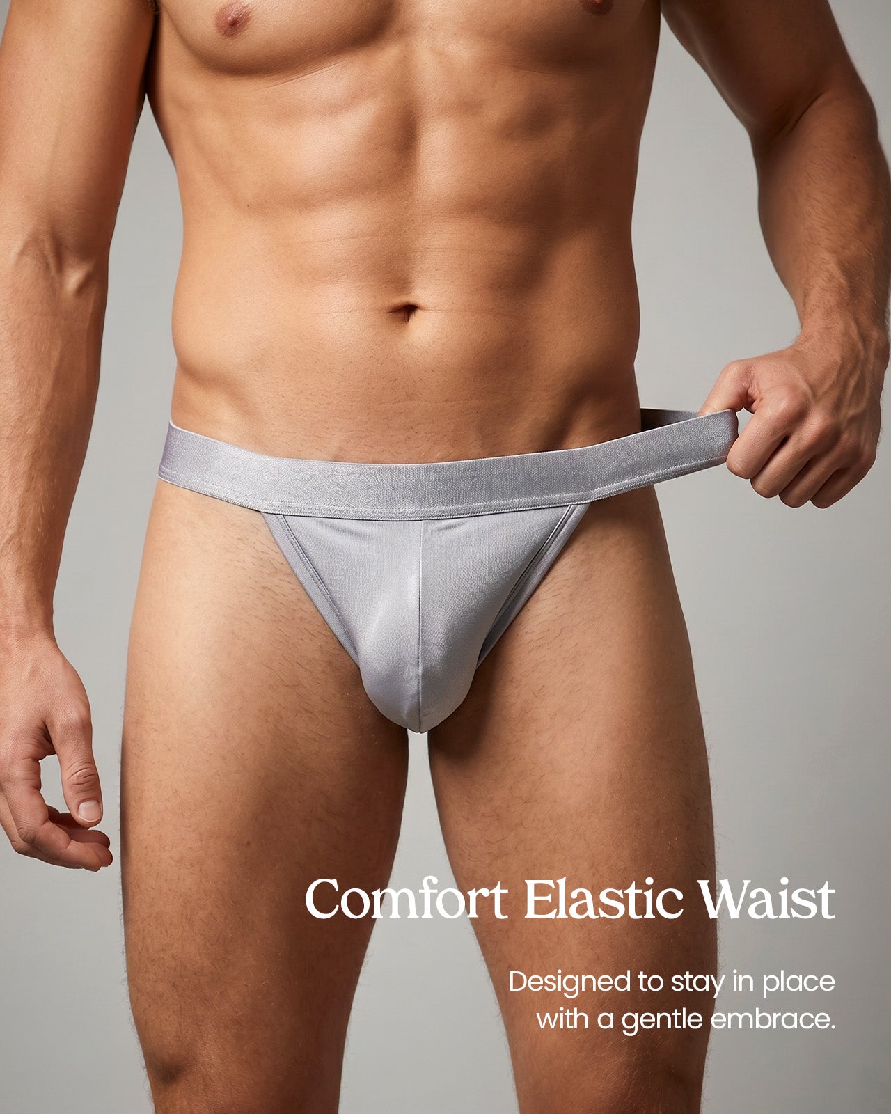 FEELITS THM03 Men's Mulberry Silk T-Back Thong – Double-Layer Pouch, Soft & Breathable